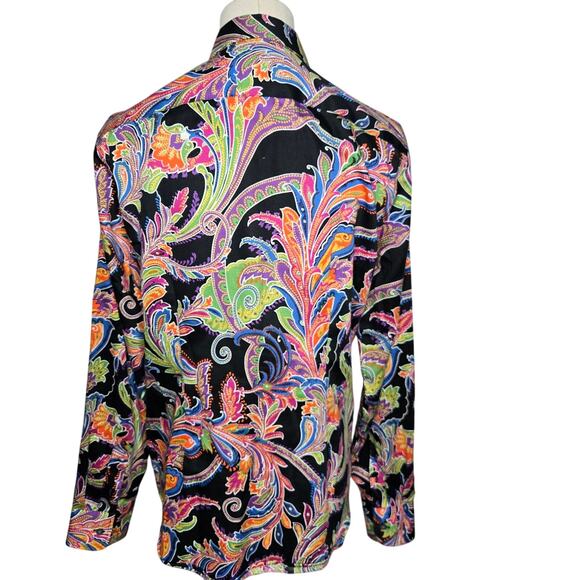 Lauren Ralph Lauren Womens Preppy Maximalist Dopamine Paisley Button-up Shirt M - Picture 5 of 10